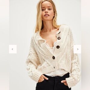 Free People Bonfire Cable Knit Cardigan sz L